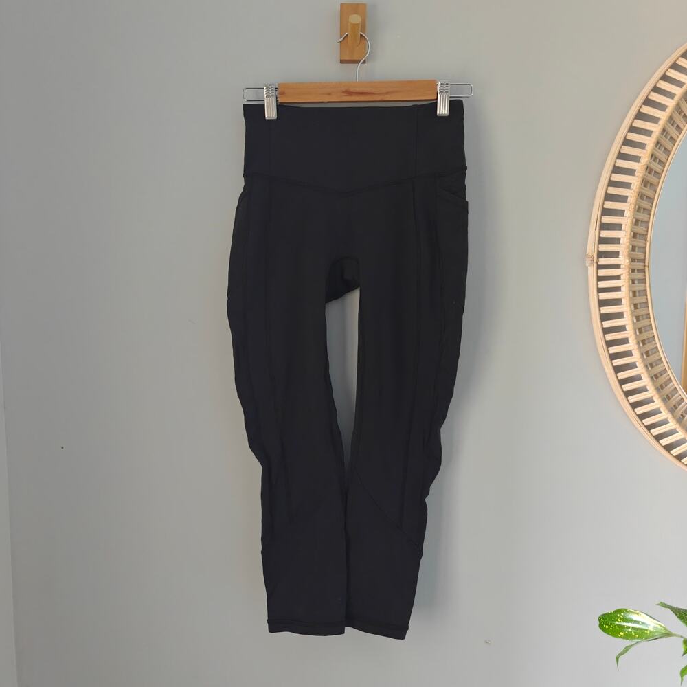 Lululemon All The Right Places Crop II 23" Black Leggings Size 6 Pockets